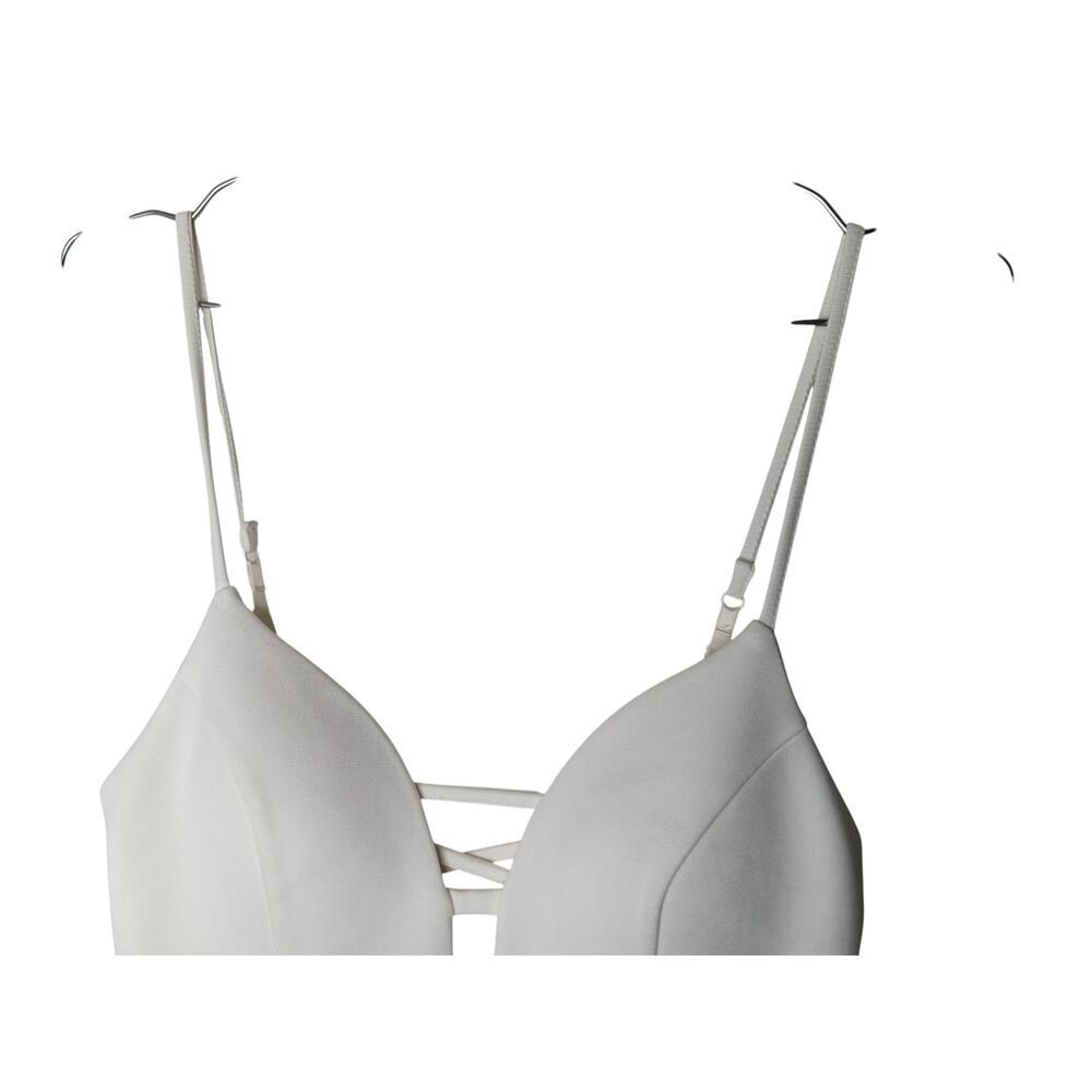 New Bebe White Bodycon Dress Size M $Deep V Criss Cross Back Party - Picture 6 of 12